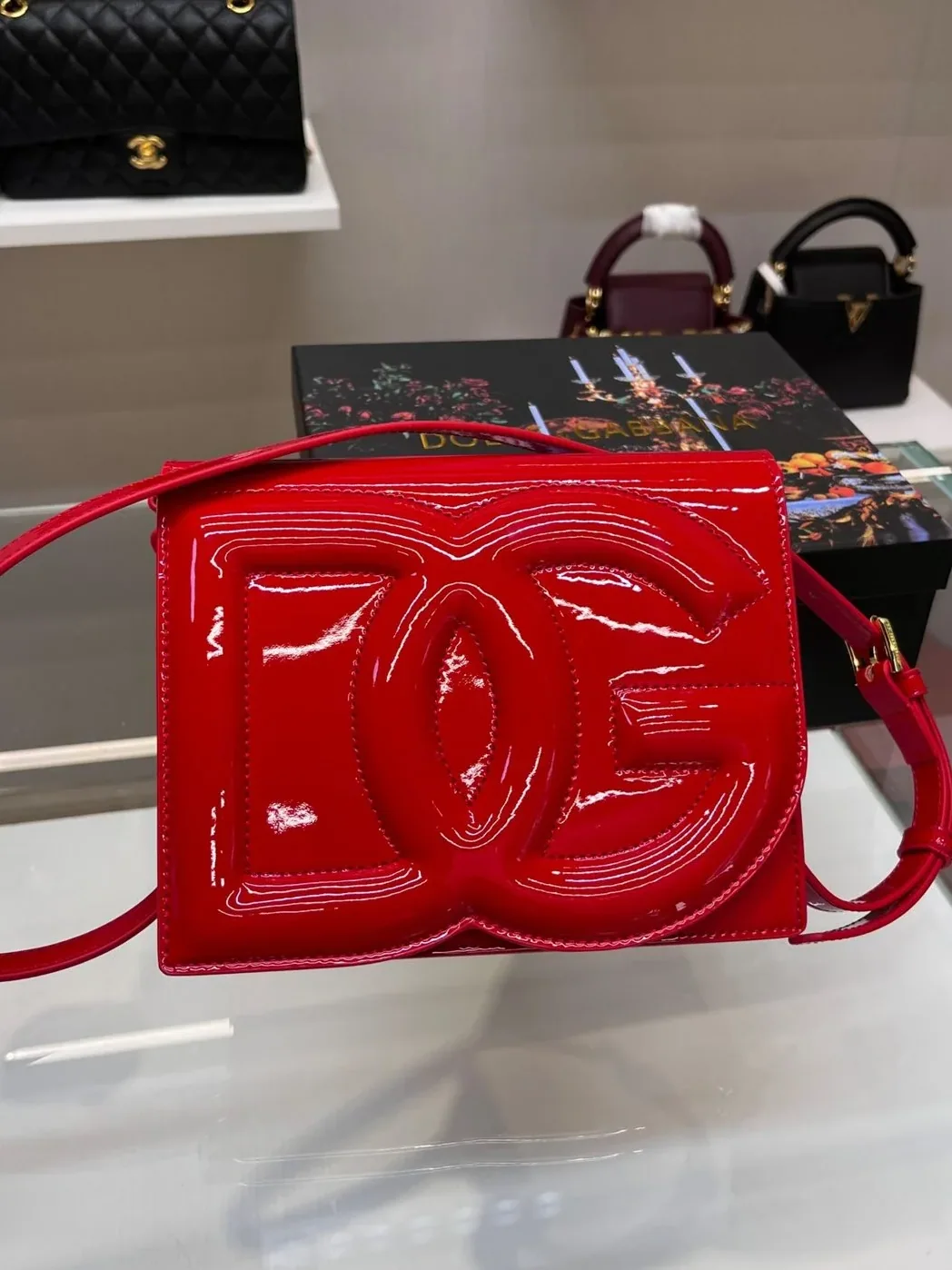 Dolce Gabbana Logo Crossbody Bag in Red Gold Hardware Dolce Gabbana Logo Crossbody Bag in Red Gold Hardware