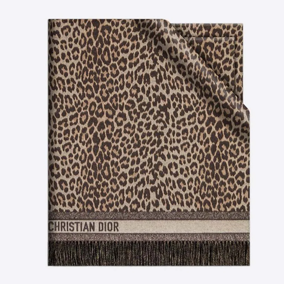 Dior Mizza Reversible Blanket Beige Multicolor Virgin Wool and Silk for Women Dior Mizza Reversible Blanket Beige Multicolor Virgin Wool and Silk for Women
