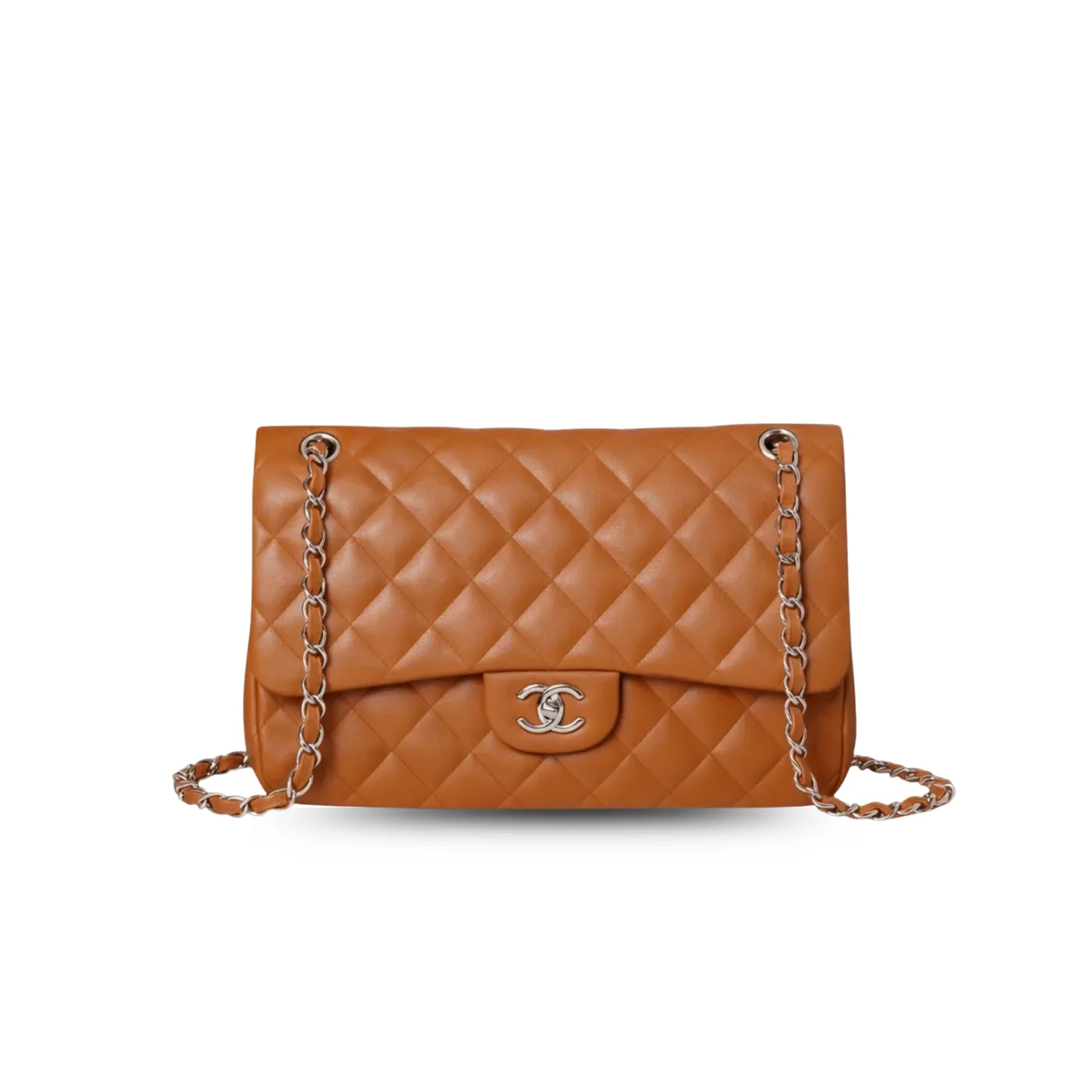 Chanel Classic Double Flap Bag Large Crossbody in Brown Silver Hardware Chanel Classic Double Flap Bag Large Crossbody in Brown Silver Hardware