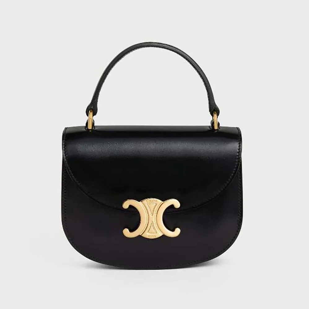 Celine Mini Besace Triomphe in Shiny Calfskin for Women in Black Celine Mini Besace Triomphe in Shiny Calfskin for Women in Black