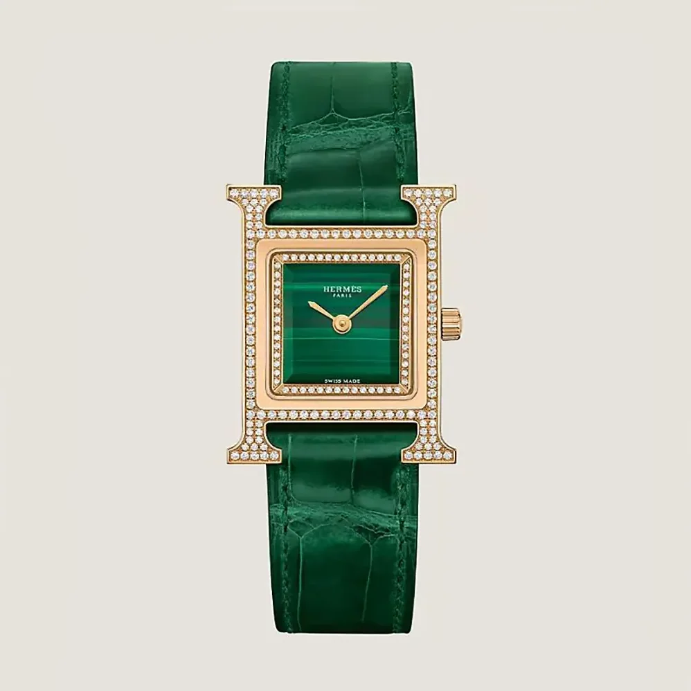 Hermes Heure H Watch Small Model 25 mm for Women in Green Hermes Heure H Watch Small Model 25 mm for Women in Green