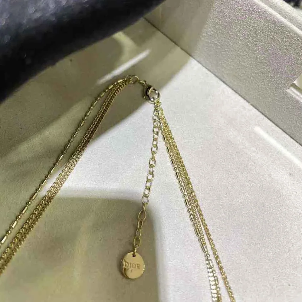 Dior Clair D Lune Necklace Gold-Finish Metal and White Crystals for Women Dior Clair D Lune Necklace Gold-Finish Metal and White Crystals for Women