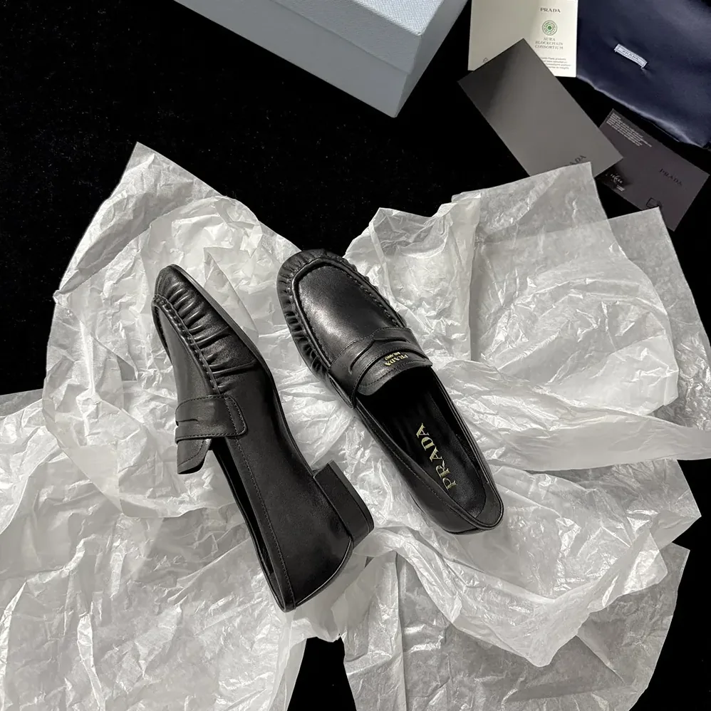 Prada Leather Loafers for Women in Black