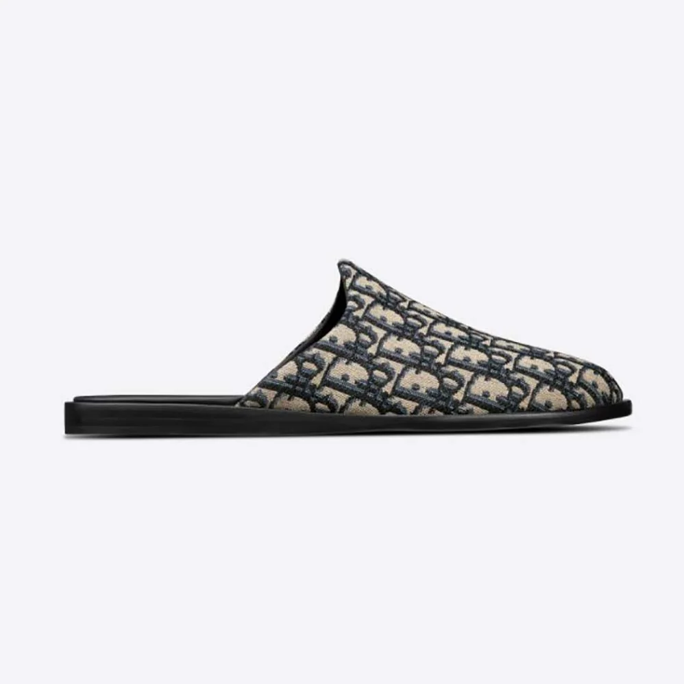 Dior Indior Mule Beige and Black Dior Oblique Jacquard for Men Dior Indior Mule Beige and Black Dior Oblique Jacquard for Men
