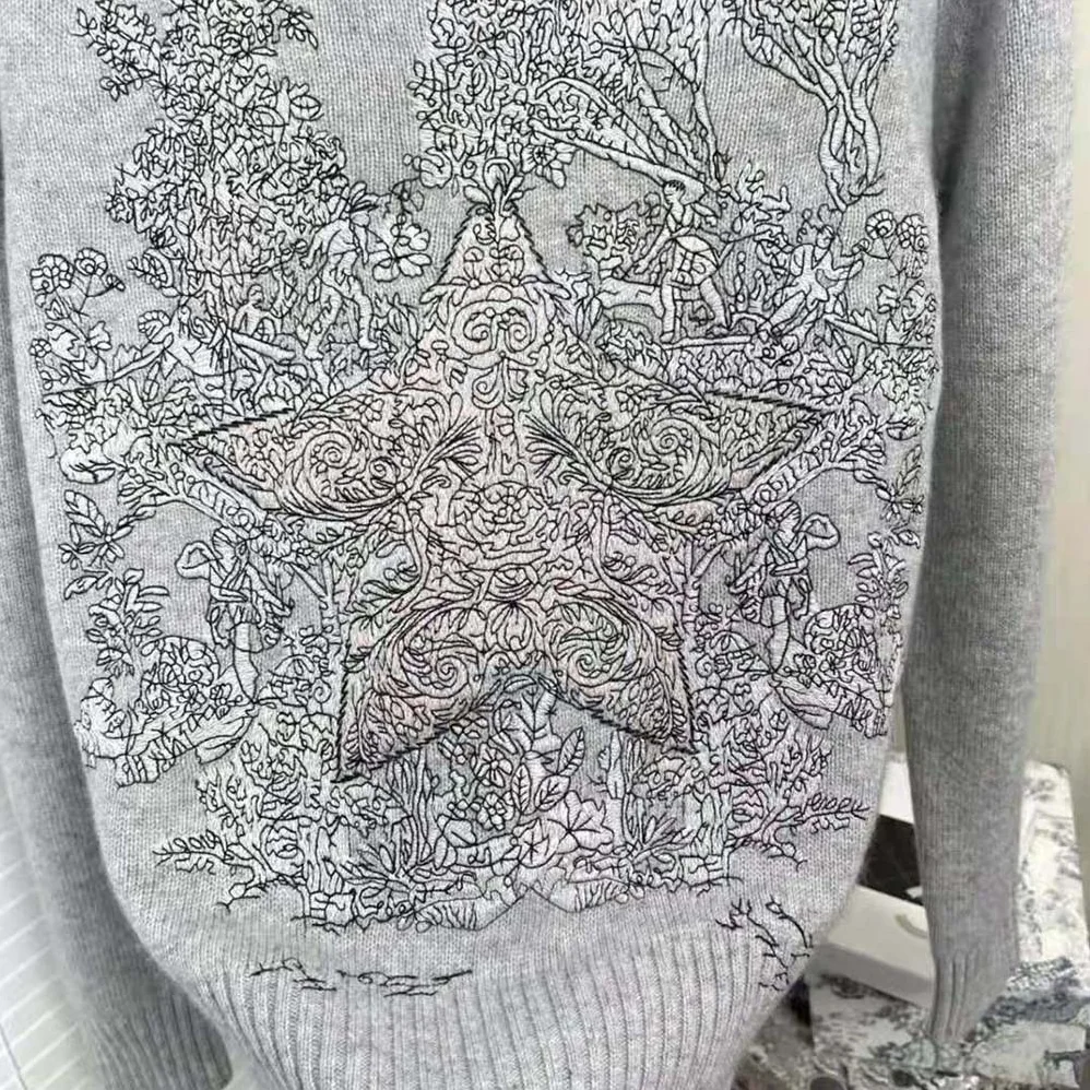 Dior Chez Moi Sweater Gray Cashmere for Women