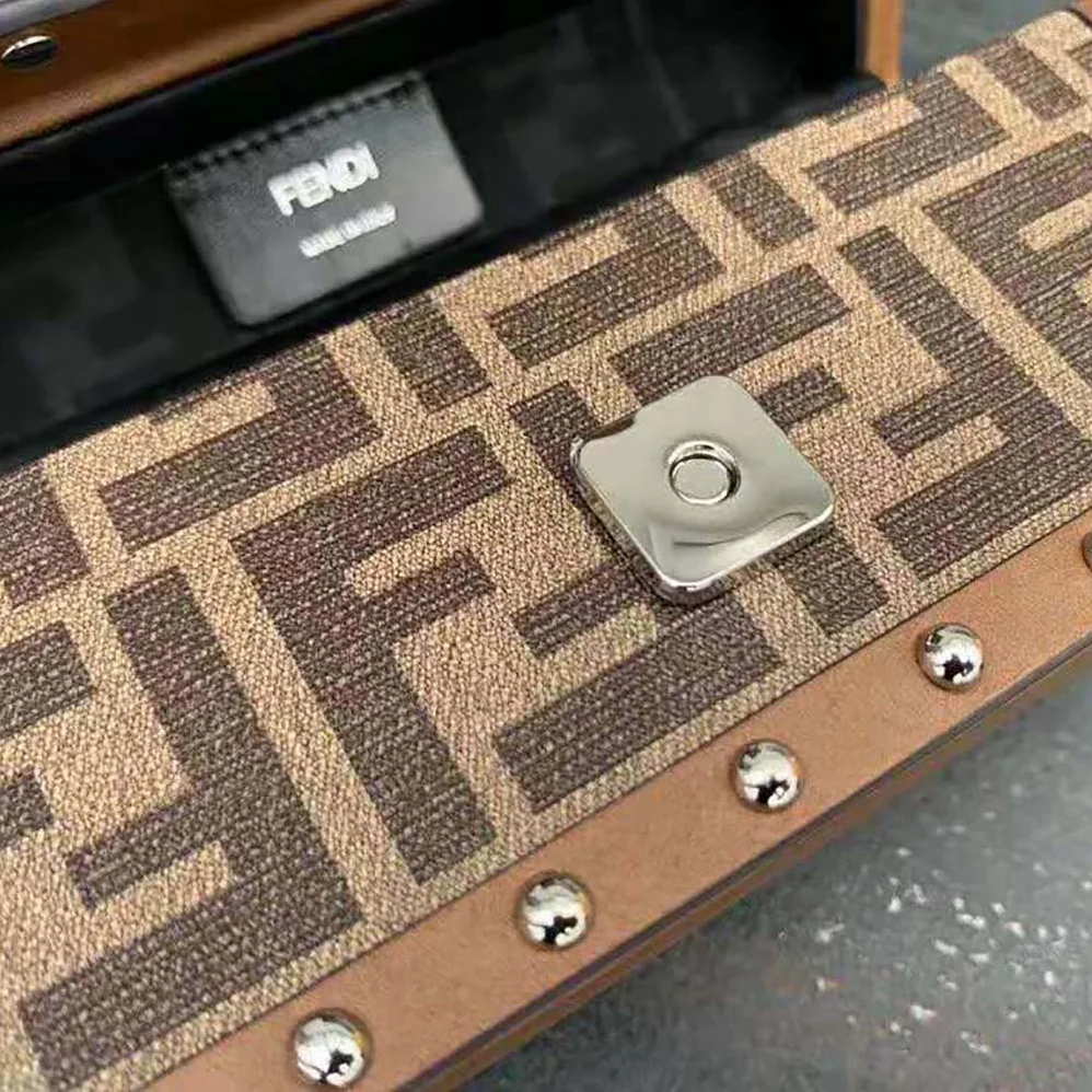 Fendi Baguette Trunk Mini Brown Fabric Bag for Men