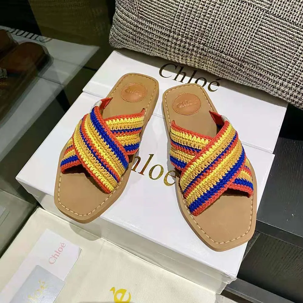 Chloe Woody Flat Mule for Women in Yellow