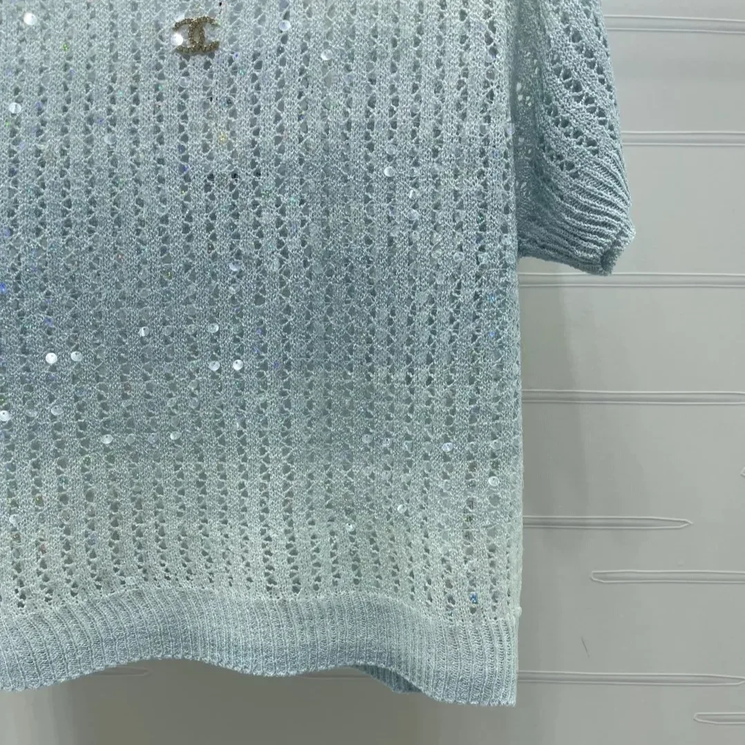 Chanel Sequin Embellished Top Ombre Blue