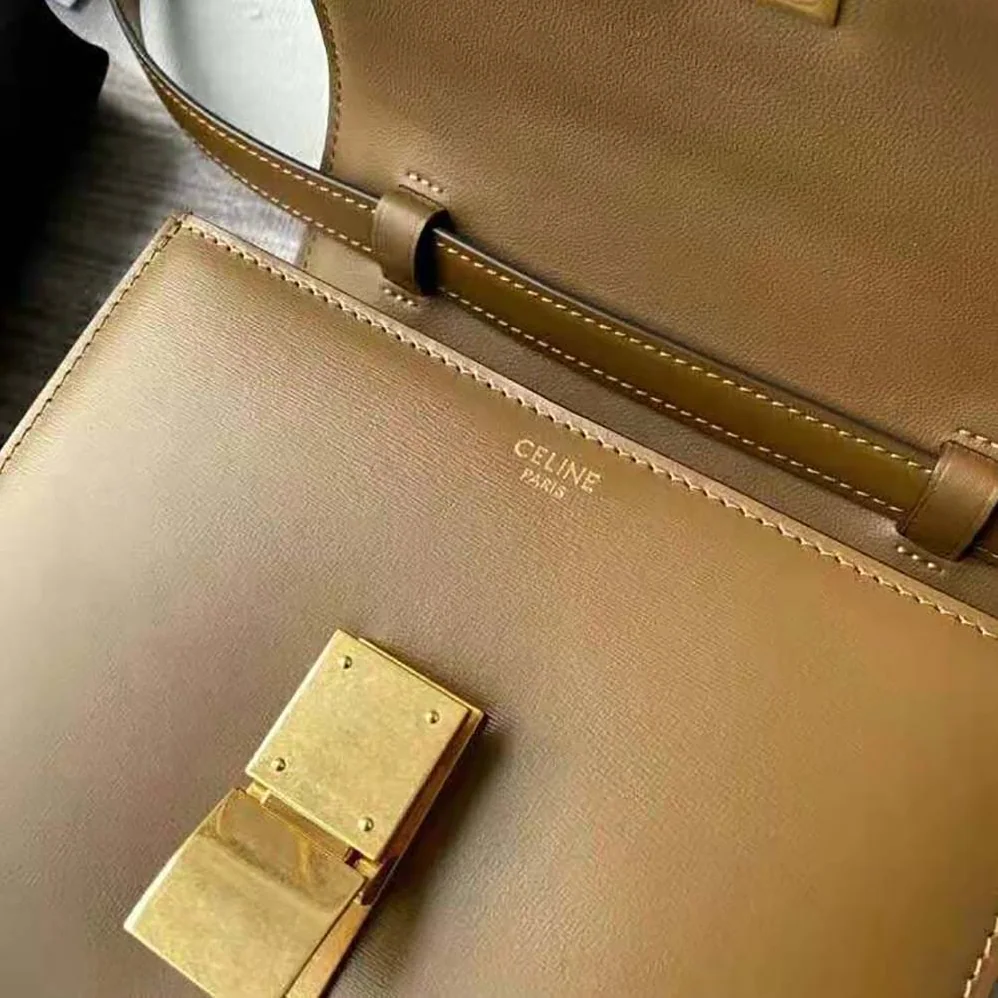 Celine Teen Classic Bag in Box Calfskin for Women in Brown Celine Teen Classic Bag in Box Calfskin for Women in Brown