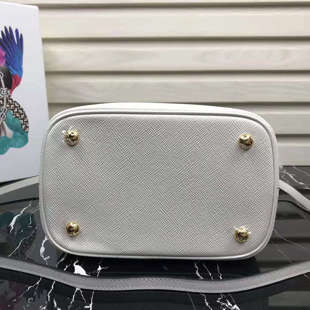 Prada Prada Panier Medium Straw Bag for Women in White Prada Prada Panier Medium Straw Bag for Women in White