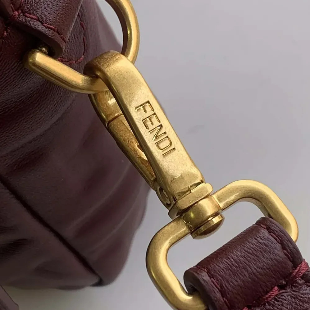 Fendi Medium Baguette Maroon Leather Bag for Women