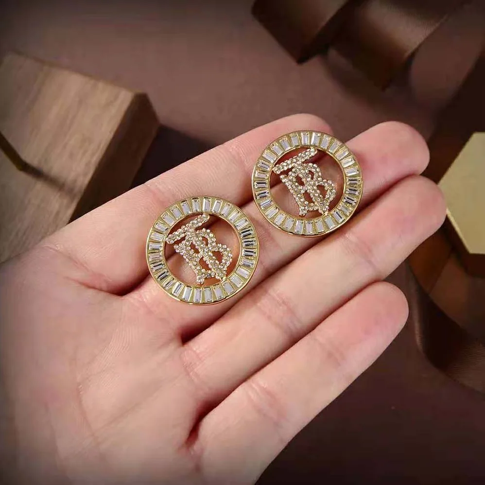 Burberry Crystal Detail Gold for Women in plated Monogram Motif Earrings Burberry Crystal Detail Gold for Women in plated Monogram Motif Earrings