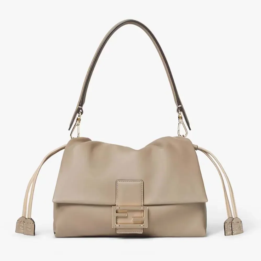 Fendi Mamma Baguette Medium Dove Gray Nappa Leather Bag for Women