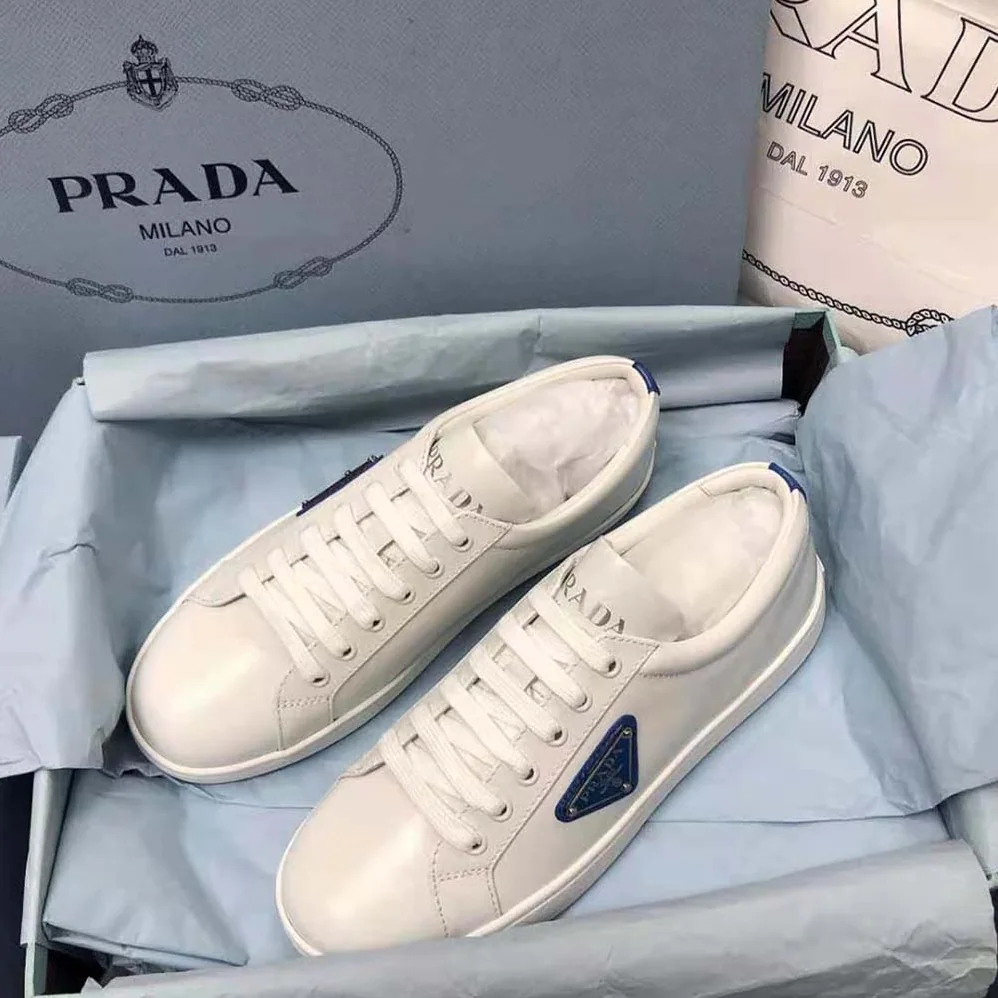 Prada Brushed Leather Sneakers for Men in Blue Prada Brushed Leather Sneakers for Men in Blue