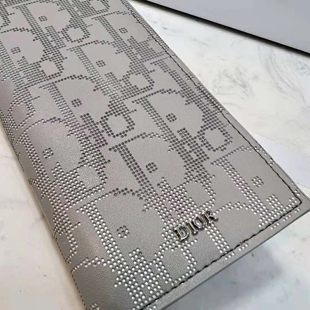Dior Vertical Long Wallet Gray Dior Oblique Galaxy Leather for Men Dior Vertical Long Wallet Gray Dior Oblique Galaxy Leather for Men