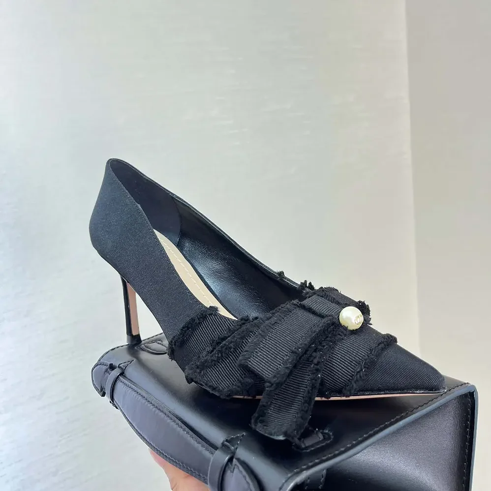 Dior Adiorable Pump Black Fringed Grosgrain for Women