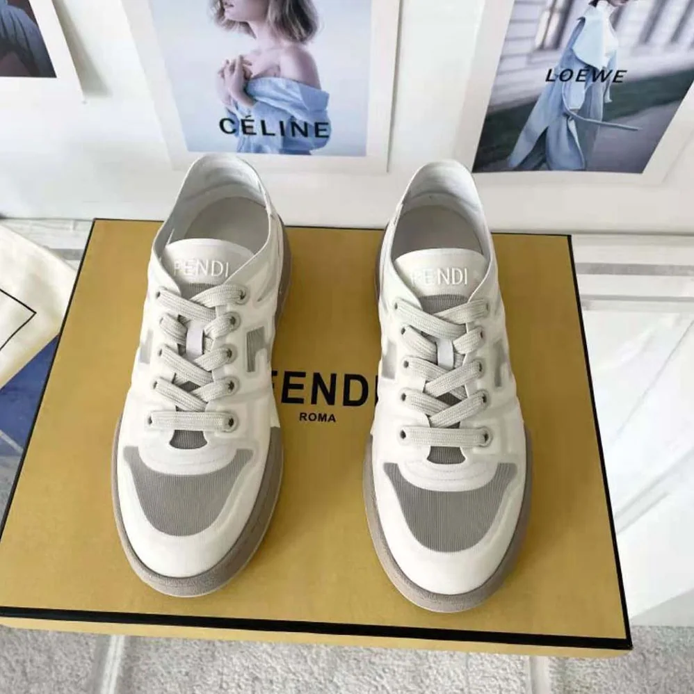 Fendi Match White Mesh Low Tops for Unisex Fendi Match White Mesh Low Tops for Unisex