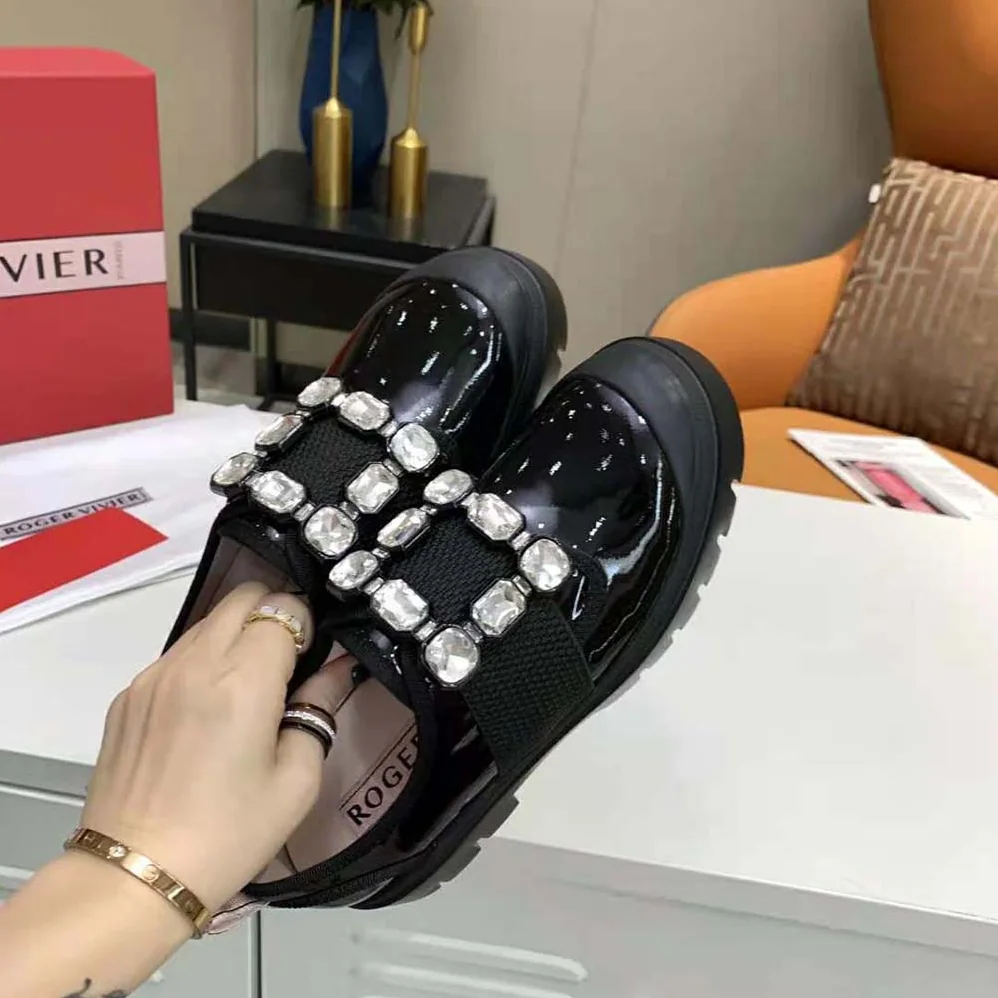 Roger Vivier Walky Viv' Strass Buckle Sneakers in Patent Leather for Women