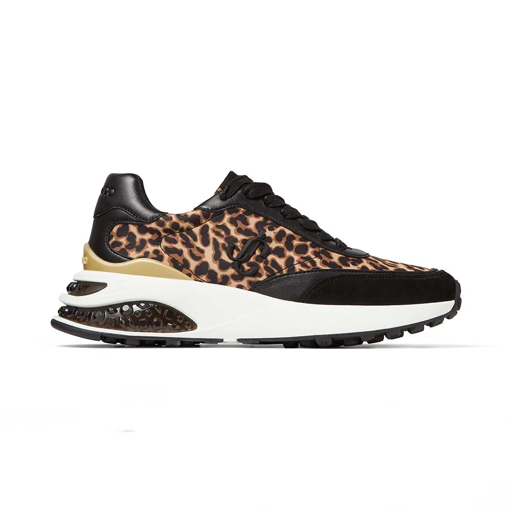Jimmy Choo Memphis Lace UP/F Natural Mix Leopard Print Nylon for Women