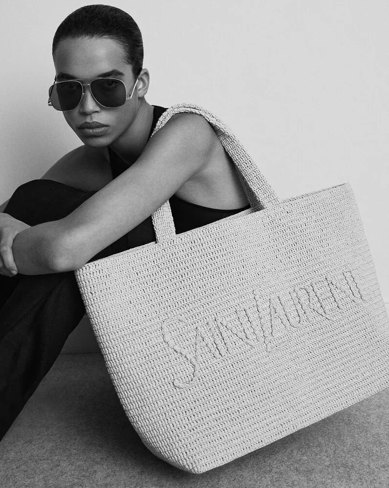Saint Laurent Tote In Raffia Beige 21.3 Inches/ Saint Laurent Tote In Raffia Beige 21.3 Inches/