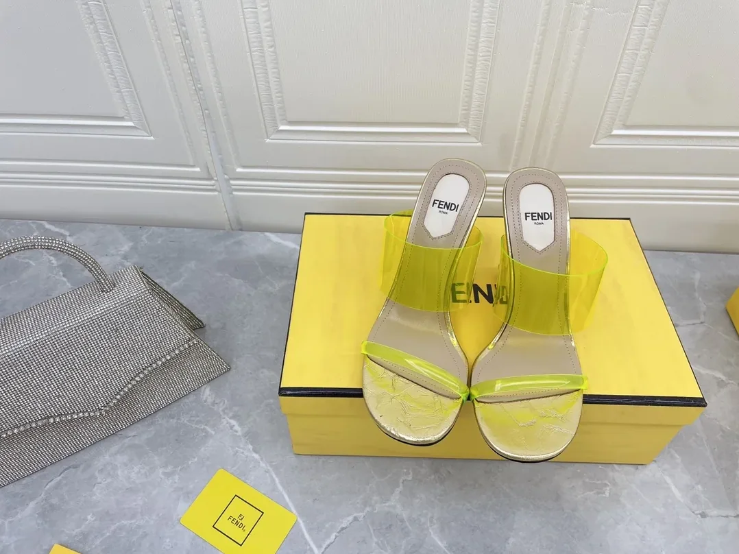 Fendi First Yellow Transparent High in Heeled Sandals