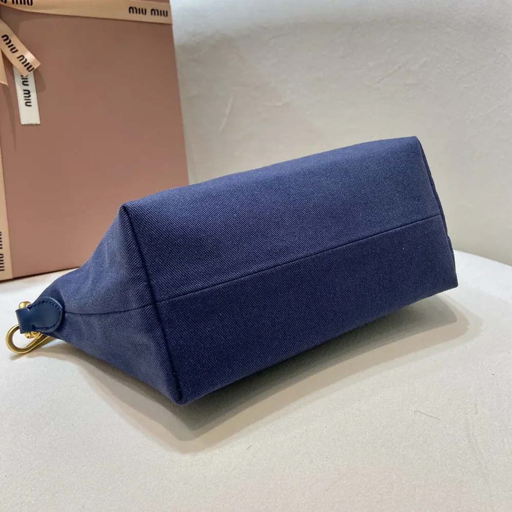 Miu Miu Gabardine Pouch for Women in Navy Miu Miu Gabardine Pouch for Women in Navy