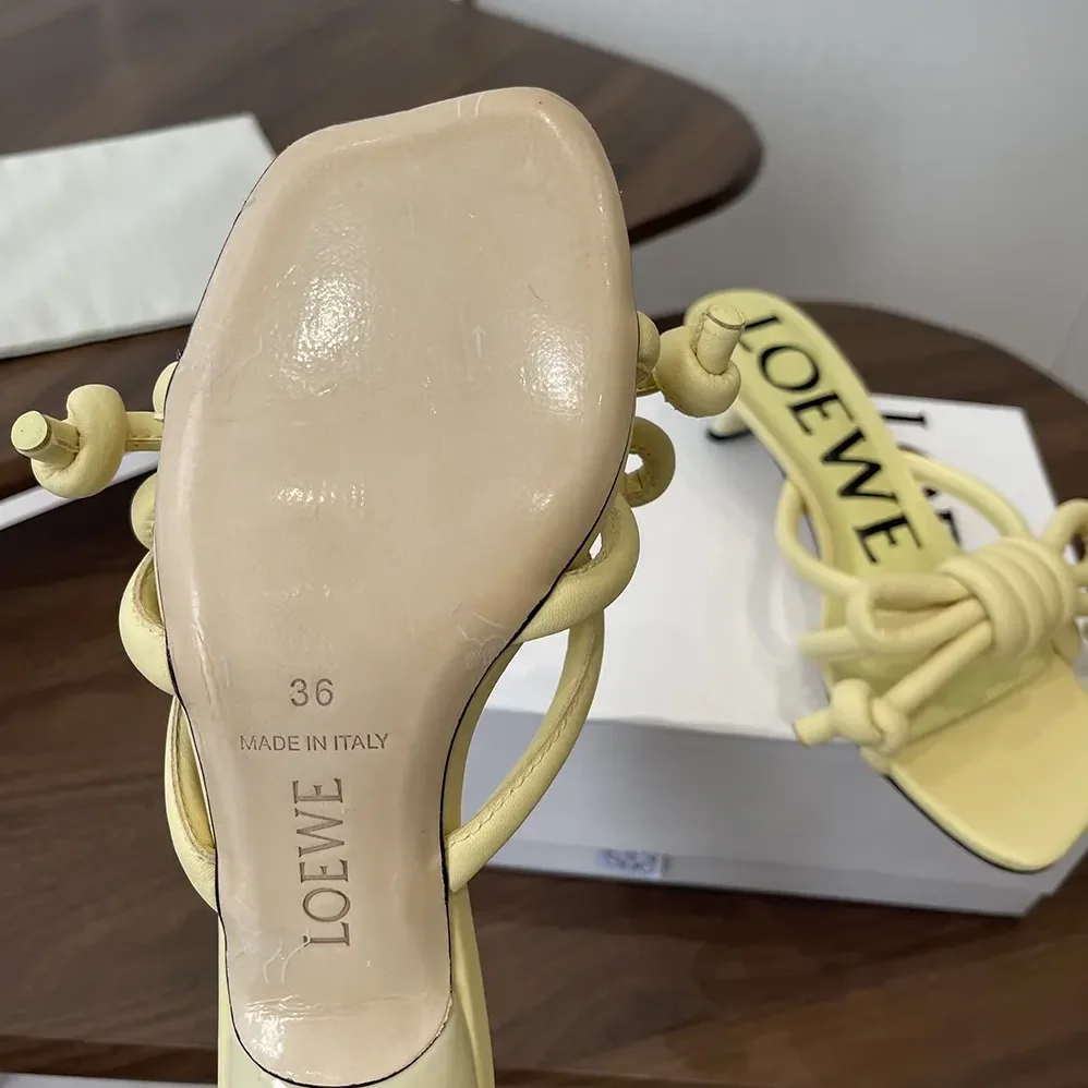 Loewe Flamenco Knot Sandal in Lambskin for Women in Yellow Loewe Flamenco Knot Sandal in Lambskin for Women in Yellow