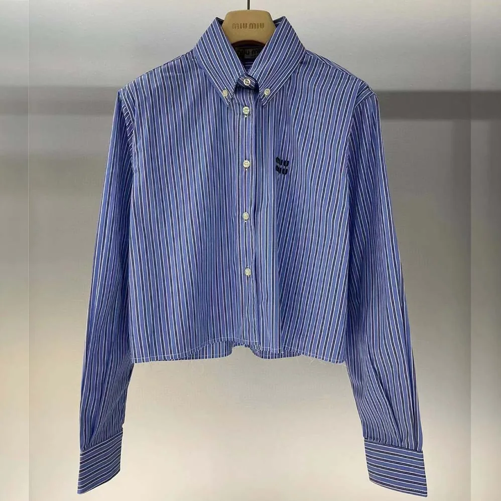 Miu Miu Poplin Shirt with Embroidered Logo for Women