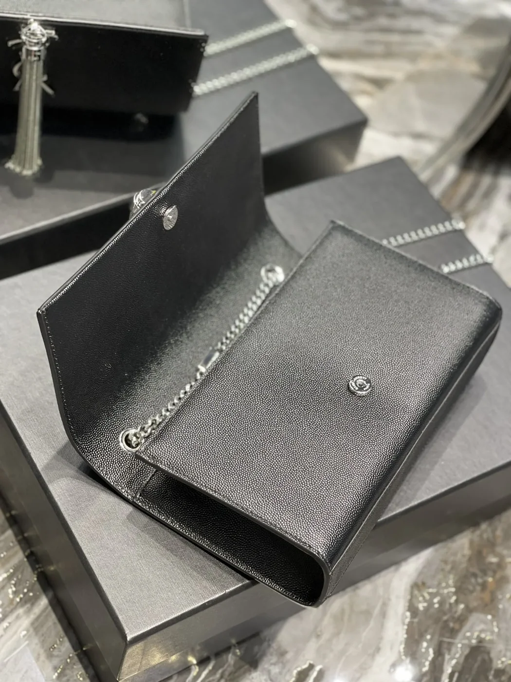 Saint Laurent Kata Medium Chain Bag Black With Tassel in YSL Saint Laurent Kata Medium Chain Bag Black With Tassel in YSL