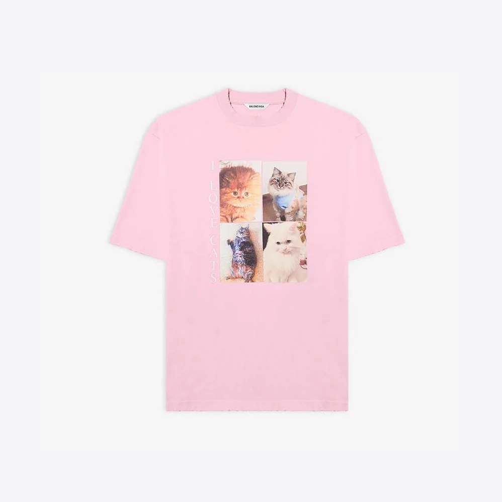 Balenciaga I Love Cats XL T for Women in Shirt in Pink Balenciaga I Love Cats XL T for Women in Shirt in Pink
