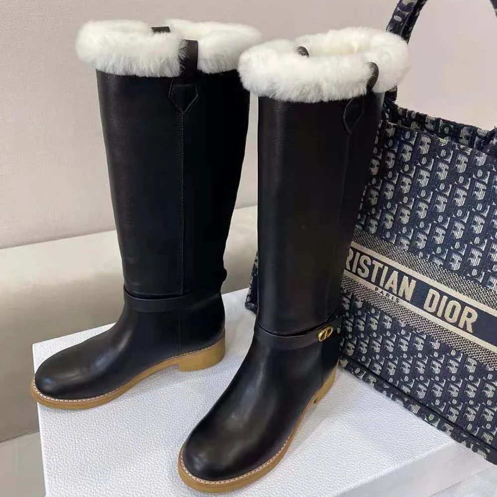 Dior D-Furious Boot Black Calfskin and Shearling for Women Dior D-Furious Boot Black Calfskin and Shearling for Women