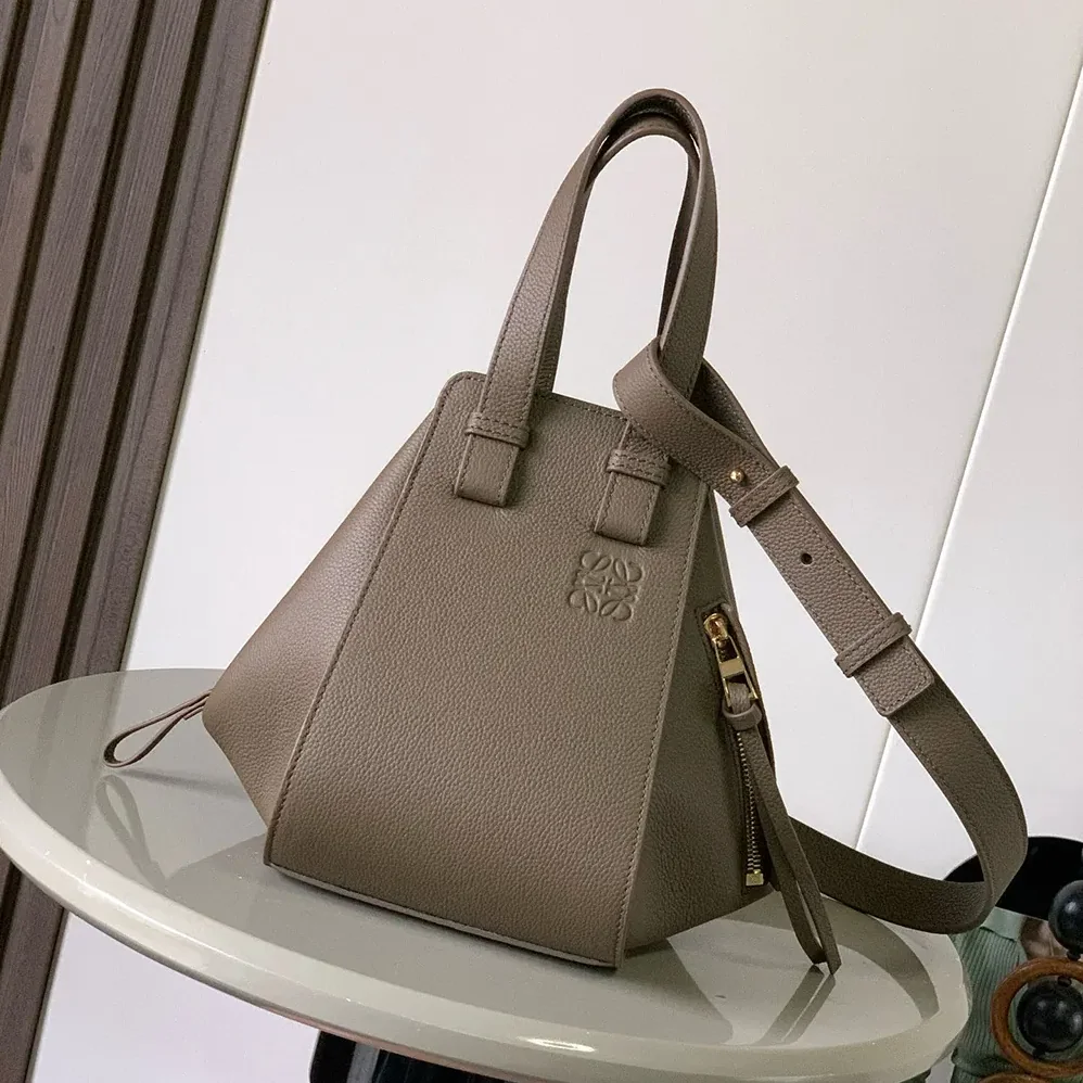 Loewe Compact Hammock Bag in Soft Grained Calfskin for Unisex in Grey Loewe Compact Hammock Bag in Soft Grained Calfskin for Unisex in Grey