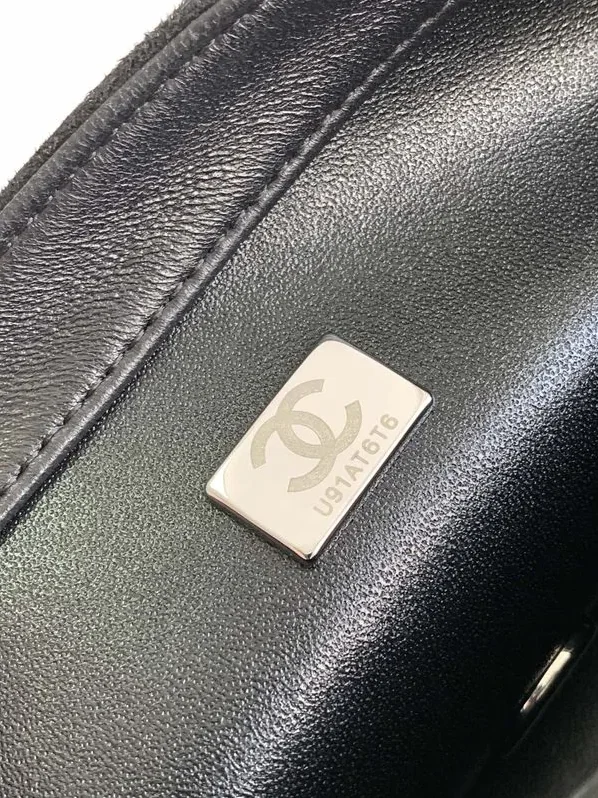 Chanel Paris Double Flap Bag Small Crossbody in Black Silver Hardware