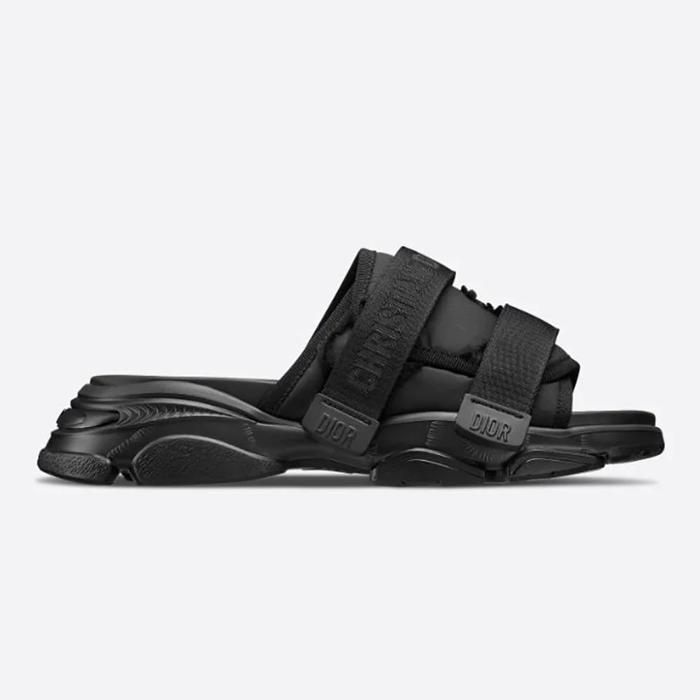 Dior D-wander Slide Black Technical Fabric with Camouflage Print for Women