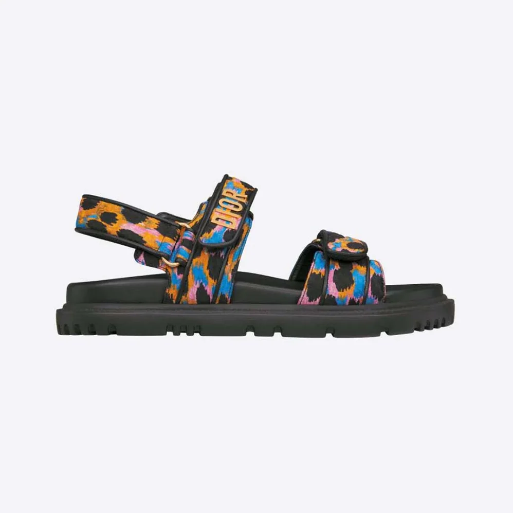 Dior Dioract Sandal Blue Multicolor Mizza Printed Silk for Women