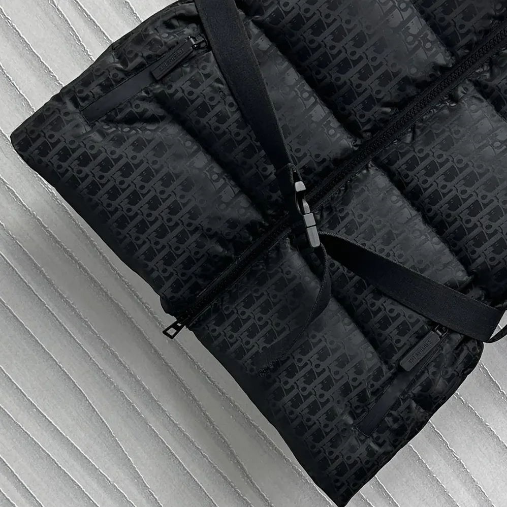 Dior DiorAlps Belted Puffer Vest Black Quilted Technical Taffeta Jacquard for Men