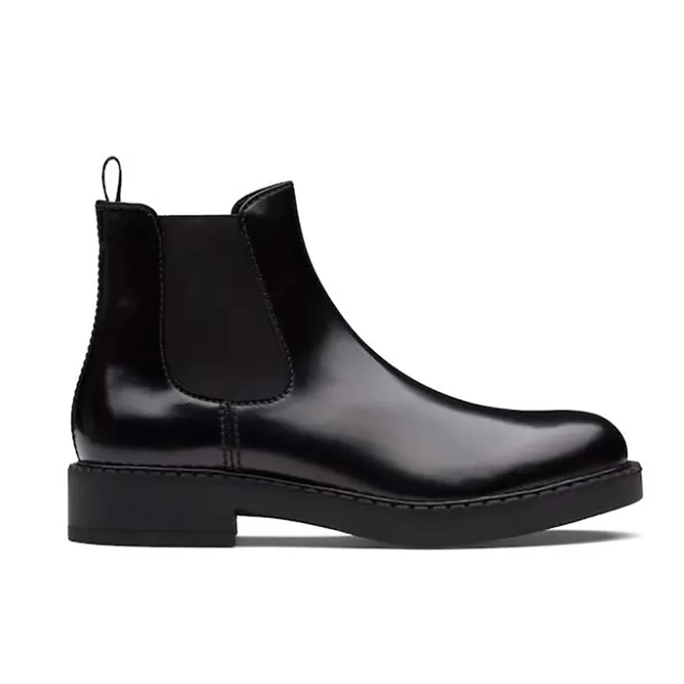 Prada Brushed Calf Leather Chelsea Boots in 40 mm Heel for Men Prada Brushed Calf Leather Chelsea Boots in 40 mm Heel for Men