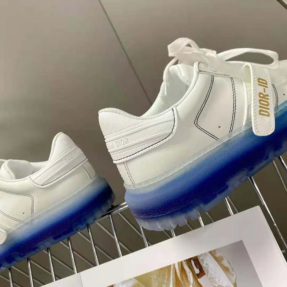 Dior Dior-Id Sneaker White Calfskin and Deep Blue Transparent Rubber for Women