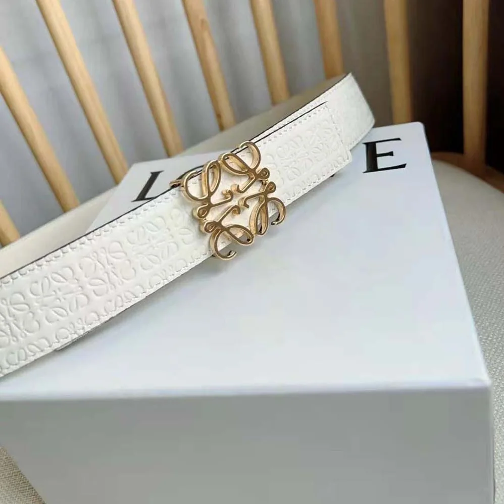 Loewe Reversible Repeat Belt in Silk Calfskin for Unisex in White