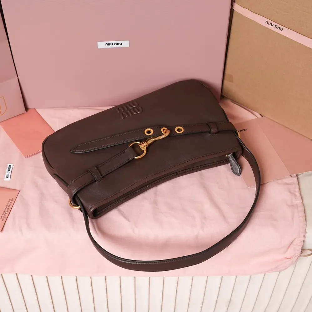 Miu Miu Aventure Nappa Leather Bag for Women in Briarwood Miu Miu Aventure Nappa Leather Bag for Women in Briarwood