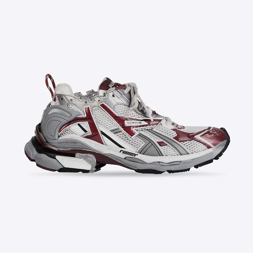 Balenciaga Runner Sneaker in Burgundy Mesh and Nylon for Women