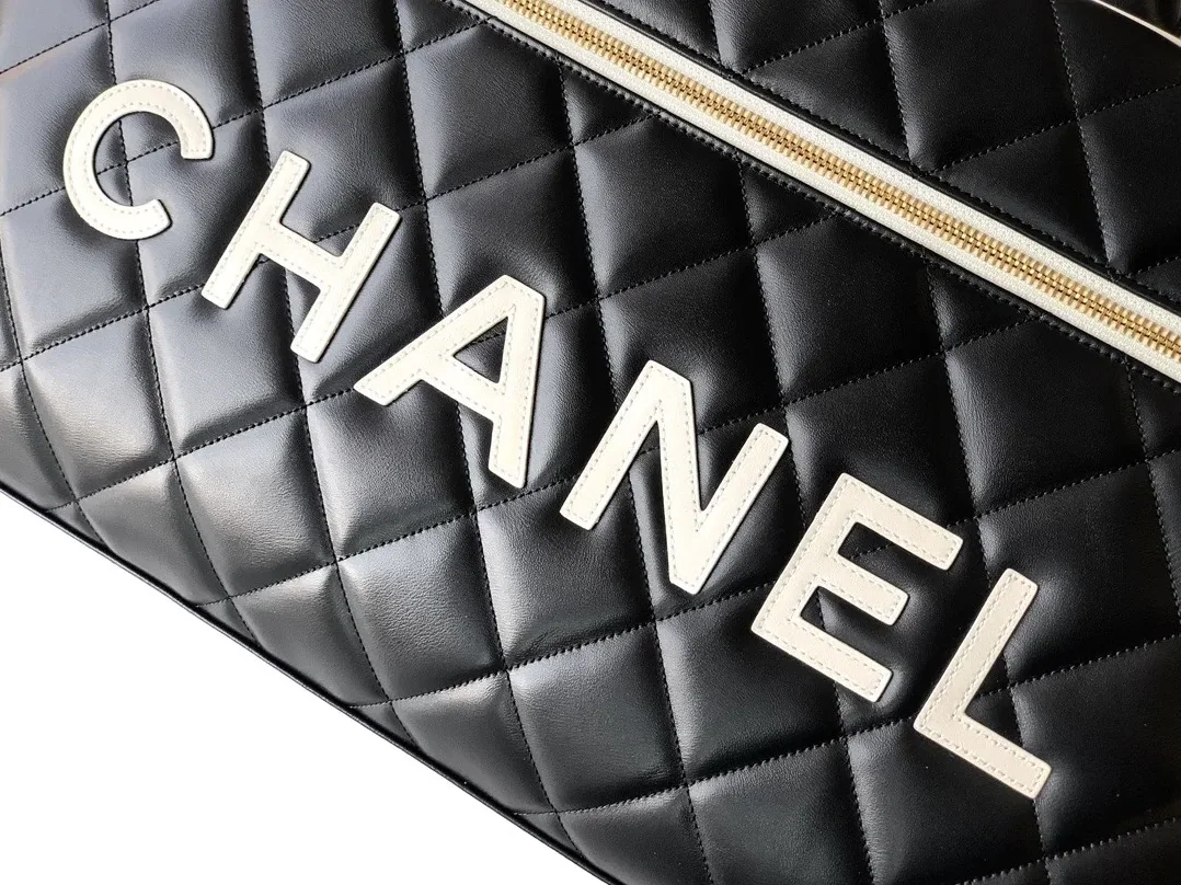 Chanel Quilted Vintage Sports Line Boston Bag Black / Chanel Quilted Vintage Sports Line Boston Bag Black /