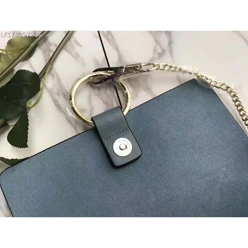 Chloe Faye Small Shoulder Bag in Smooth & Suede Calfskin in Blue Chloe Faye Small Shoulder Bag in Smooth & Suede Calfskin in Blue