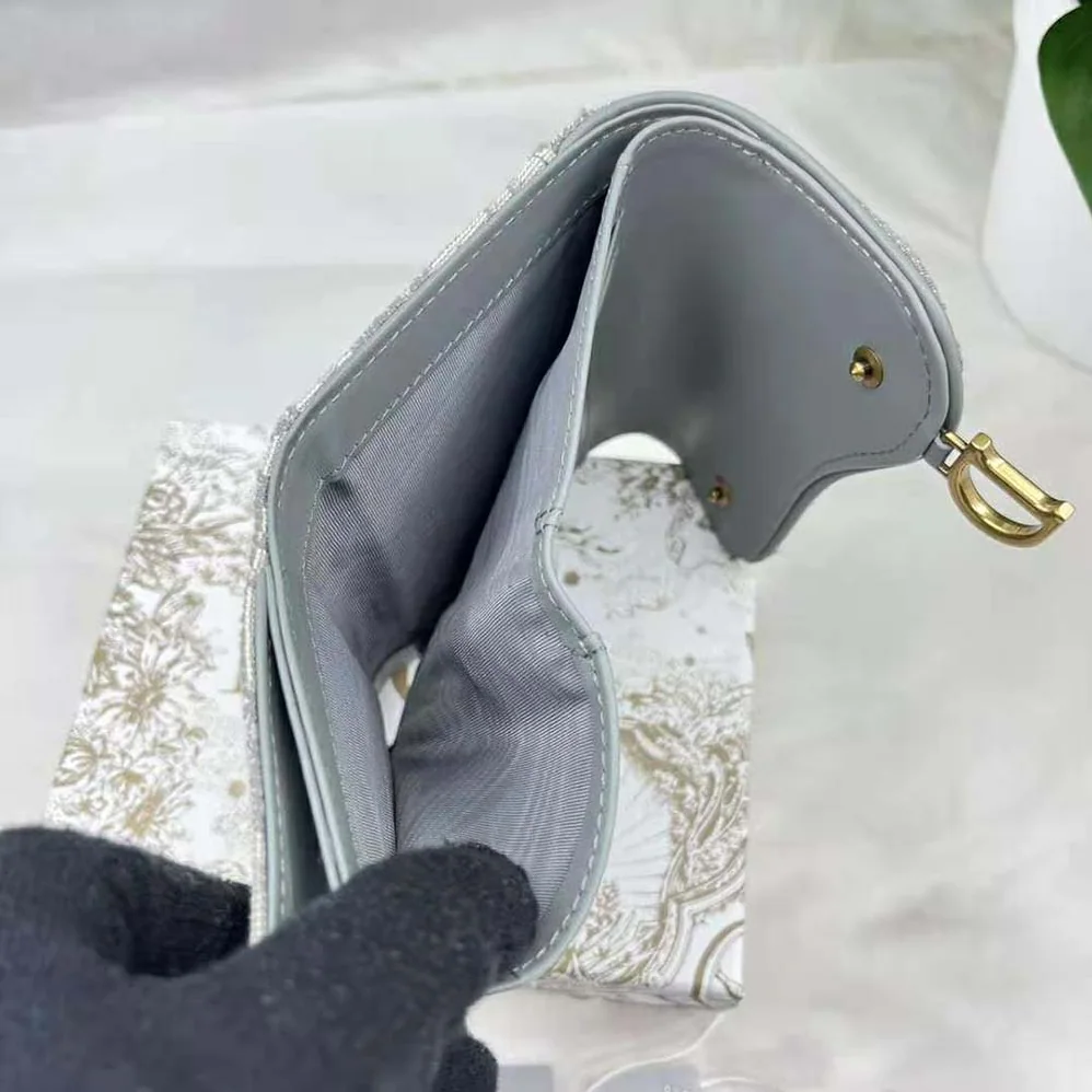 Dior Saddle Lotus Wallet Gray Dior Oblique Jacquard for Women Dior Saddle Lotus Wallet Gray Dior Oblique Jacquard for Women