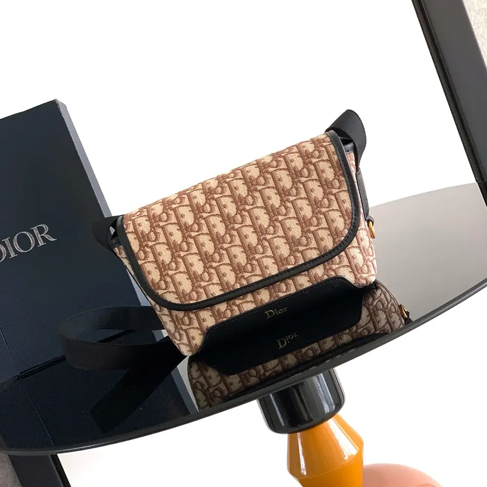 Dior Mini Dior Jett Messenger Bag with Flap Brown Dior Oblique Jacquard for Men Dior Mini Dior Jett Messenger Bag with Flap Brown Dior Oblique Jacquard for Men