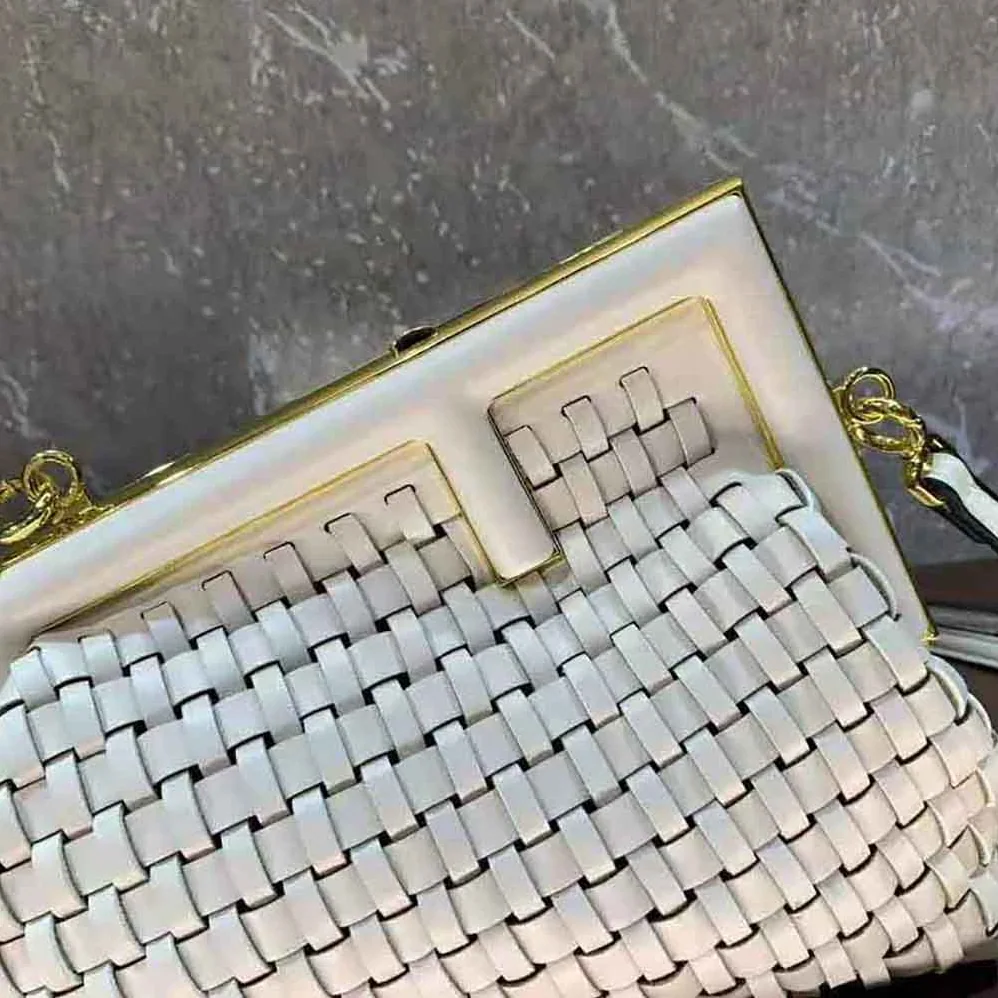 Fendi Fendi First Small Beige Braided Leather Bag for Women