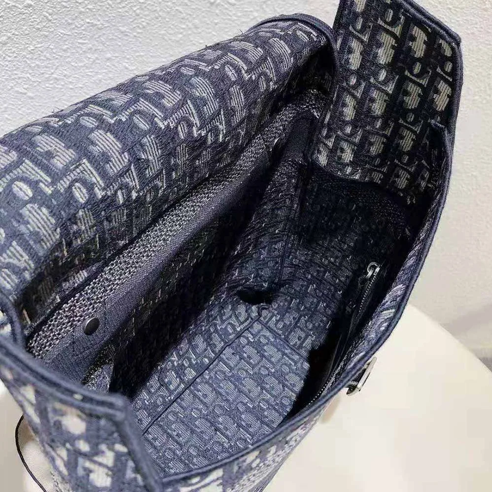 Dior Backpack Blue Dior Oblique Embroidery for Women
