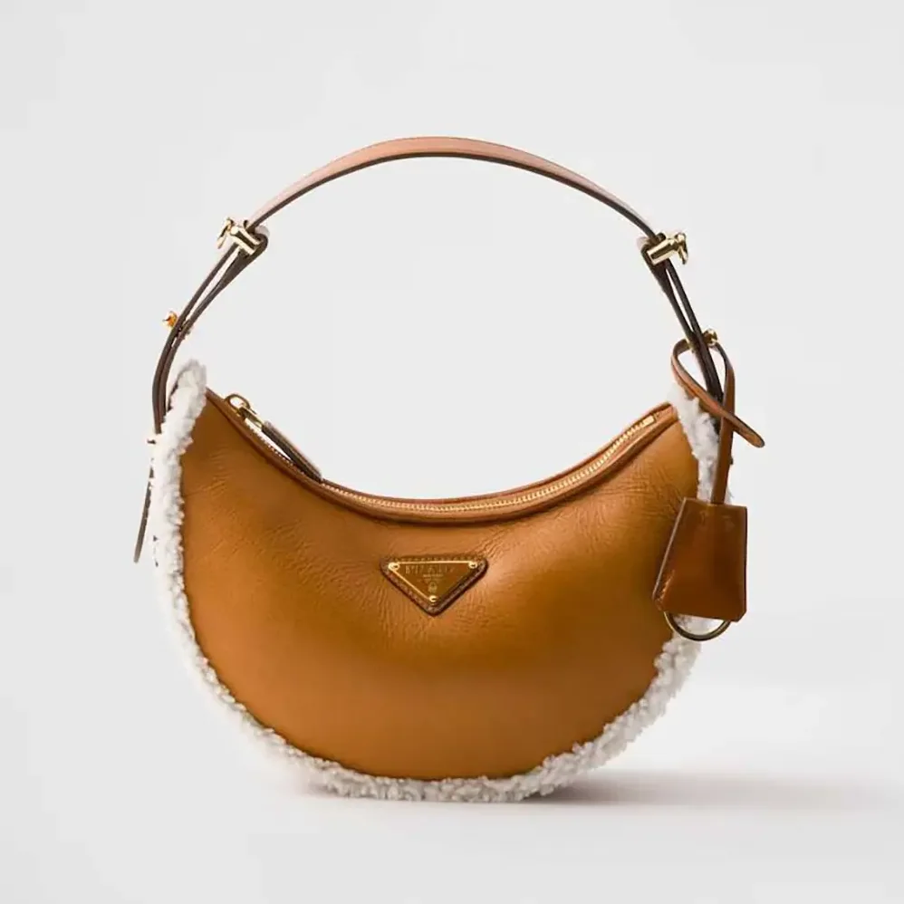 Prada Arqué Small Shearling Shoulder Bag for Women Prada Arqué Small Shearling Shoulder Bag for Women