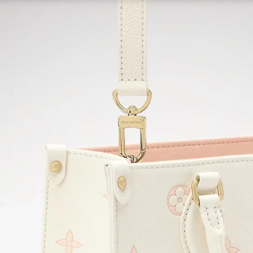 Louis Vuitton OnTheGo PM Tote Bag / Milky White/ Peach Gold Hardware