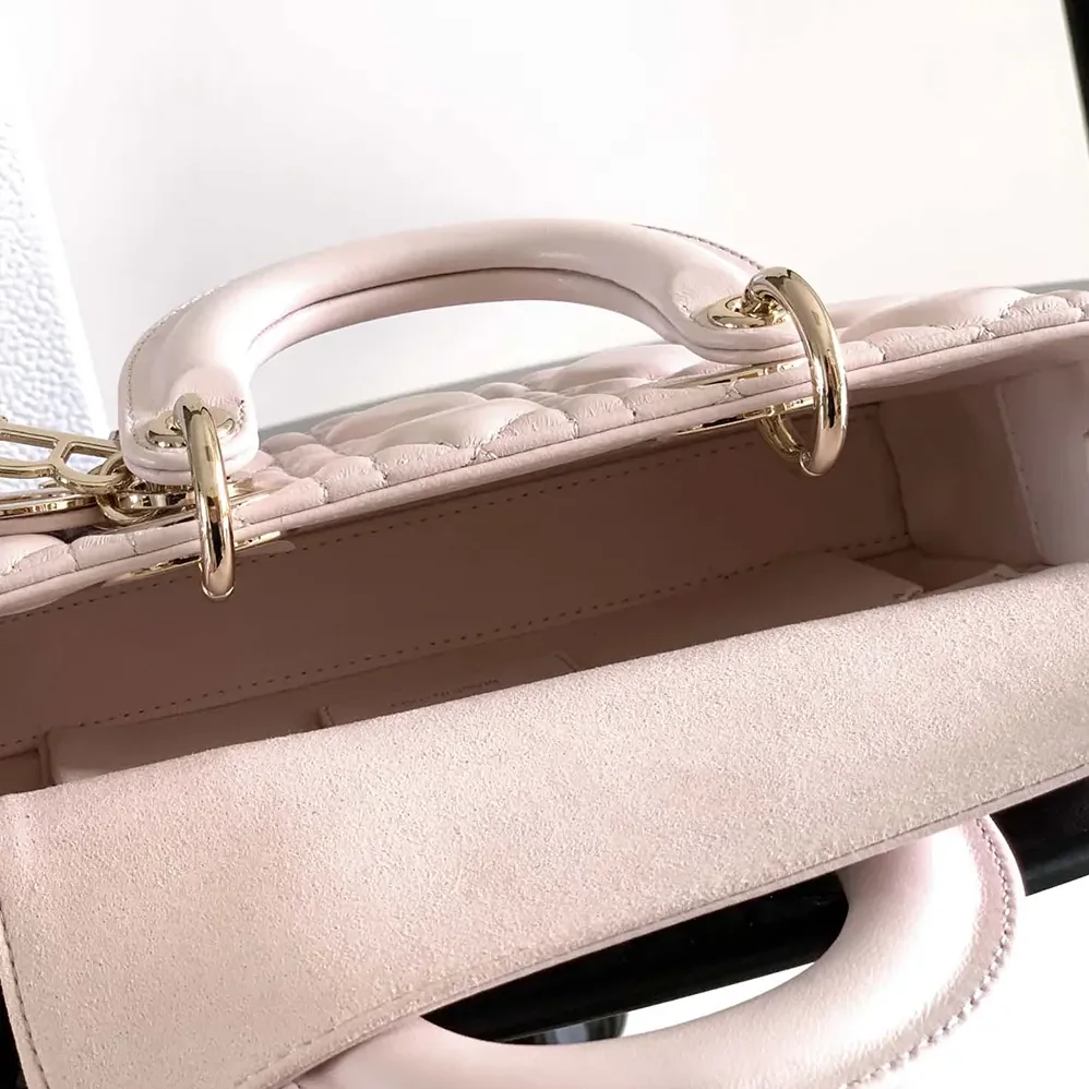 Dior Small Lady D-Joy Bag Powder Pink Cannage Lambskin for Women